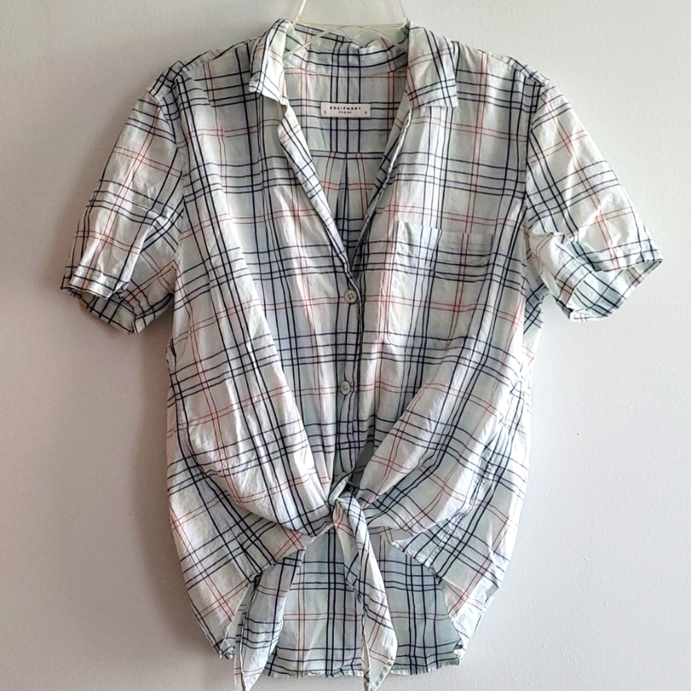 NWOT Equipment Keira tie front top